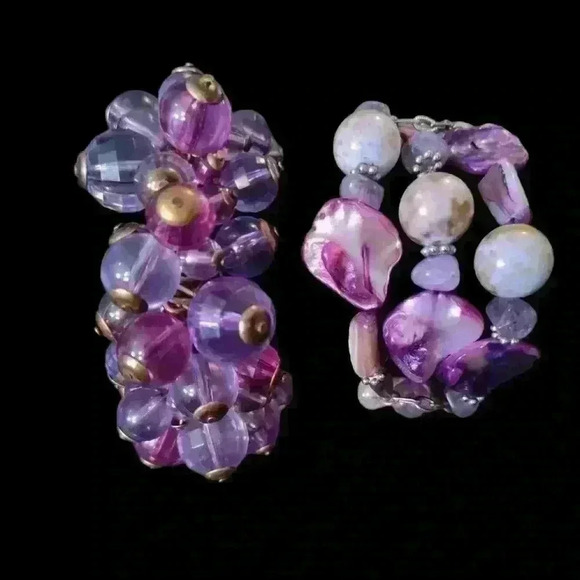 Set of 2 purple stretch bracelets - Picture 1 of 1